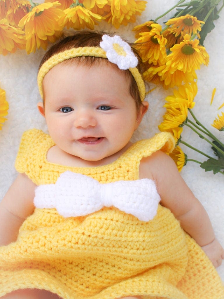 This free baby dress crochet pattern is designed to be quick and simple to create for the beginner or expert crocheters alike. The pattern comes in size newborn through 18 months.