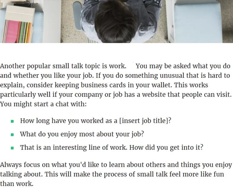 examples of small talk small talk at events