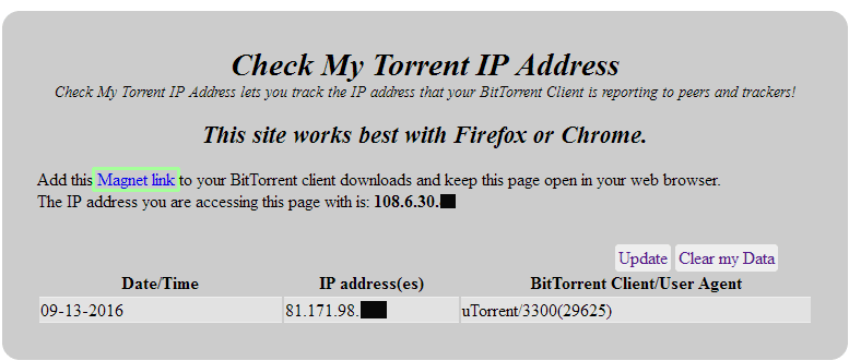 Check your torrent IP address tool