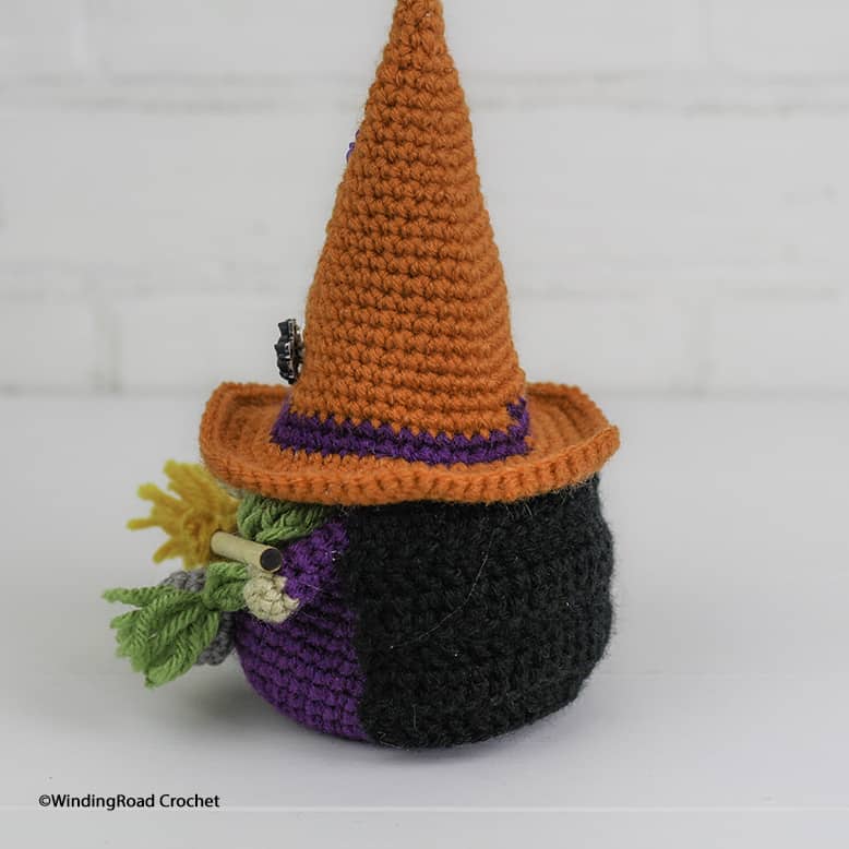 Have a Happy Halloween with this cute Crochet Witch Gnome. Free crochet pattern for a fun holiday decoration with a video tutorials.