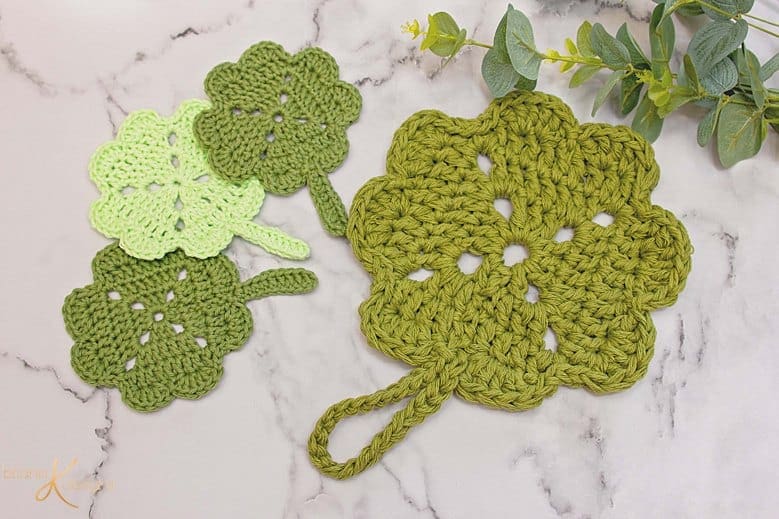 Coasters and Shamrock Potholder Crochet Pattern