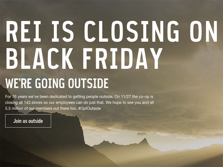 REI closes their stores across Black Friday
