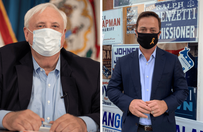 Republican W.Va. Gov. Jim Justice (left) and Democratic challenger Ben Salango (right). Left photo acceptable for use under Public Domain Mark 1.0. Right photo courtesy of Amanda Barber.