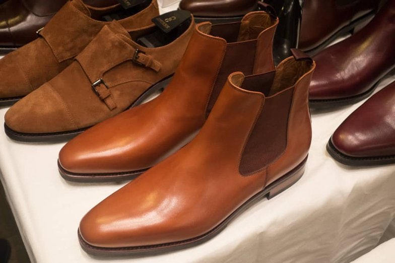 Chelsea boot i tan på lästen 961, som är lite rakare än lästen 915 som är den Skolyx använder till skorna i sitt standardutbud. Storleksmässigt rätt likvärdig dock.