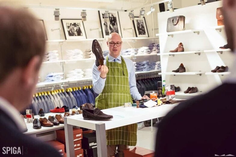 Me at a shoe care event with Italigente at Spiga 3. Picture: Milad Abedi
