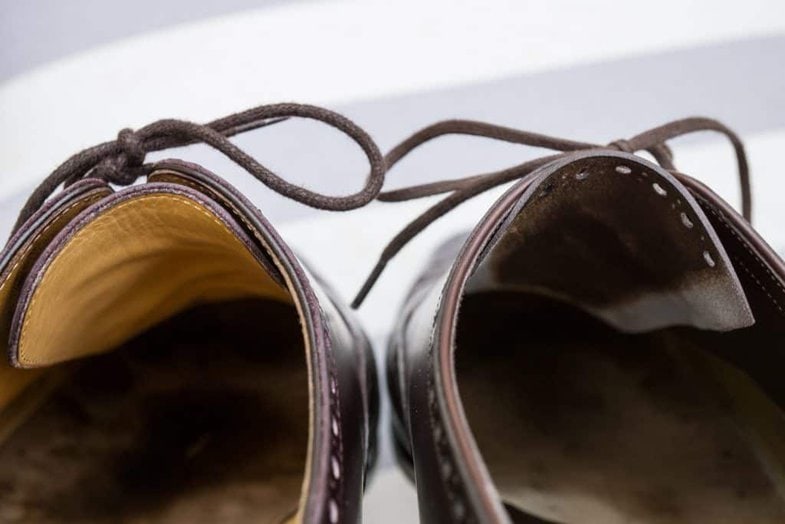Here's an interesting feature on the Marquess shoe to the right, where you can see how it has an unlined tongue which is skived very thin towards the edges. Super clean work.
