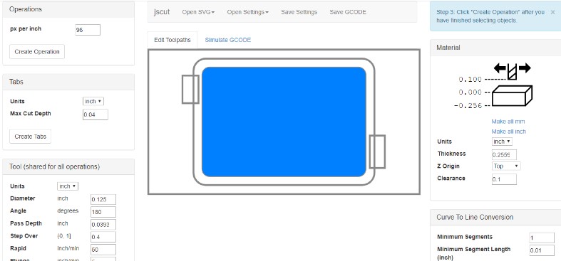 select the inner border in jscut