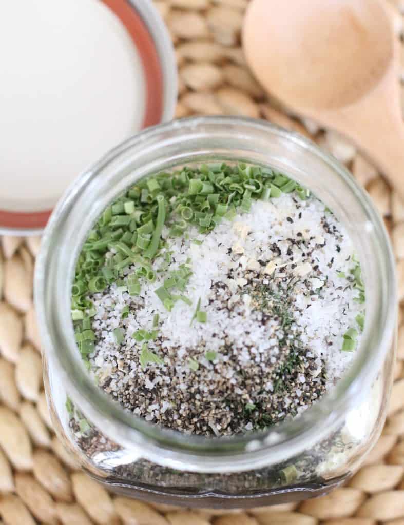 Ranch dressing ingredients in a mason jar