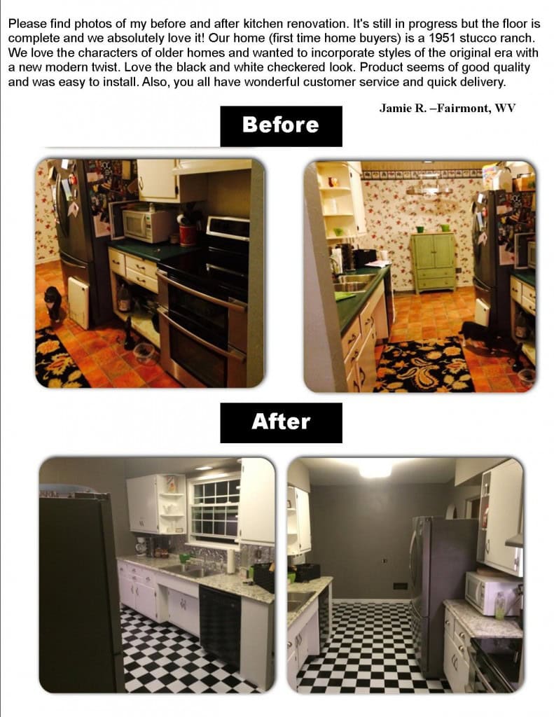 black and white checkerboard kitchen floor