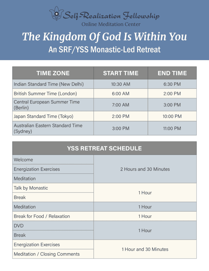 YSS Retreat Schedule