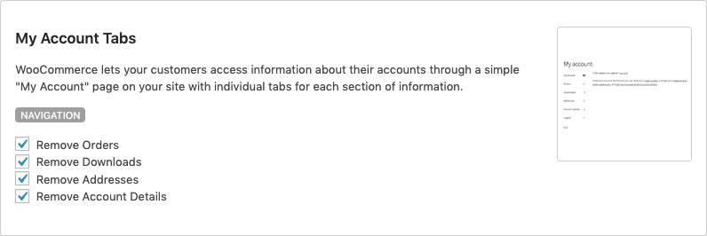 Remove WooCommerce Features - My Account Tabs