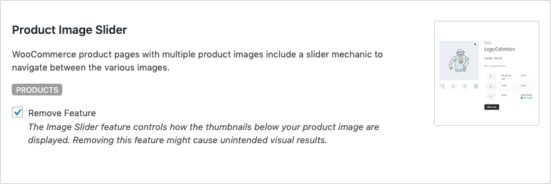 Remove WooCommerce Features - Product Image Slider