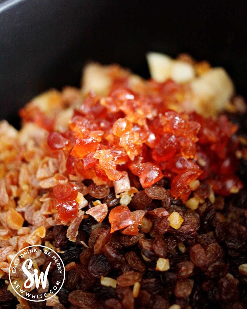 glacé cherries in the mincemeat mix