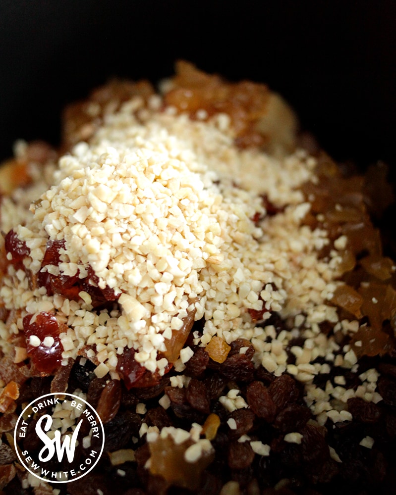 chopped almonds in the vegan mincemeat mix.