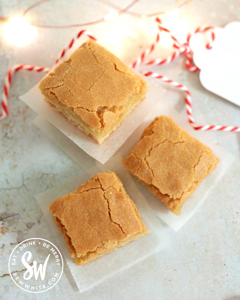 squidgy blondies straight from the oven