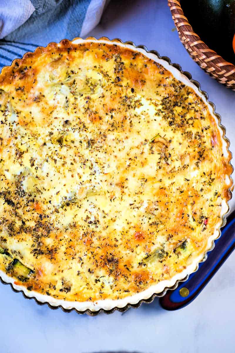 California Quiche in a tart pan