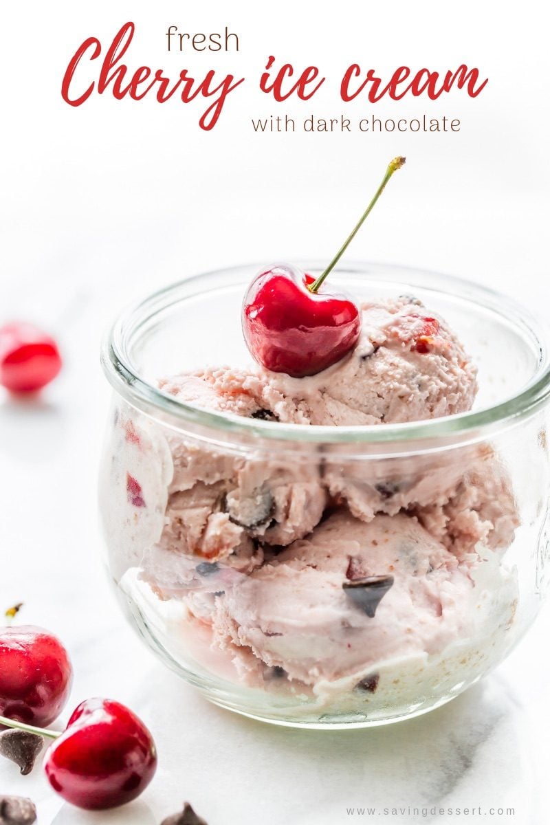 Cherry Ice Cream With Dark Chocolate Saving Room For Dessert