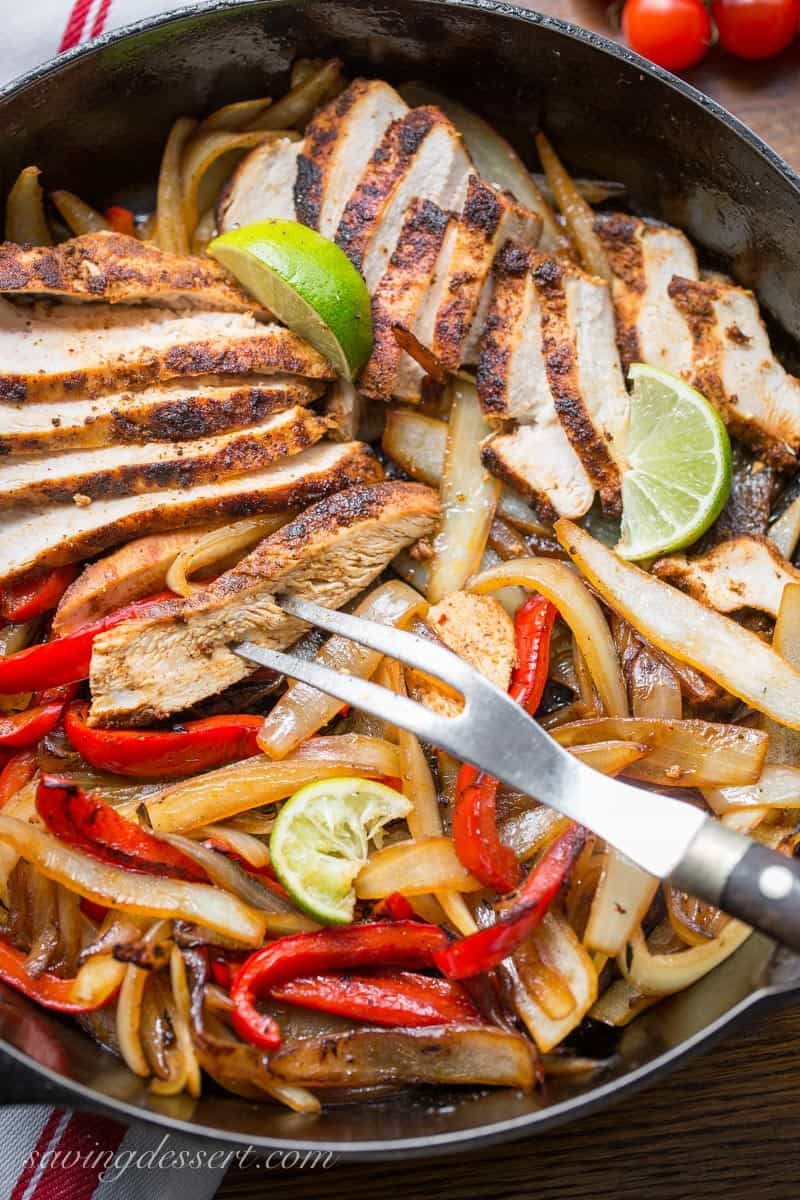 Easy Skillet Chicken Fajitas Saving Room For Dessert