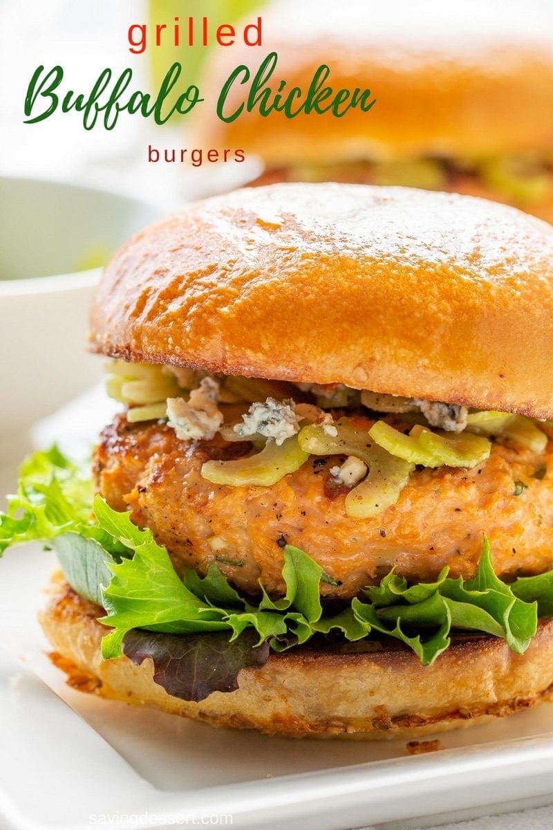 Grilled Buffalo Chicken Burger Recipe Saving Room For Dessert