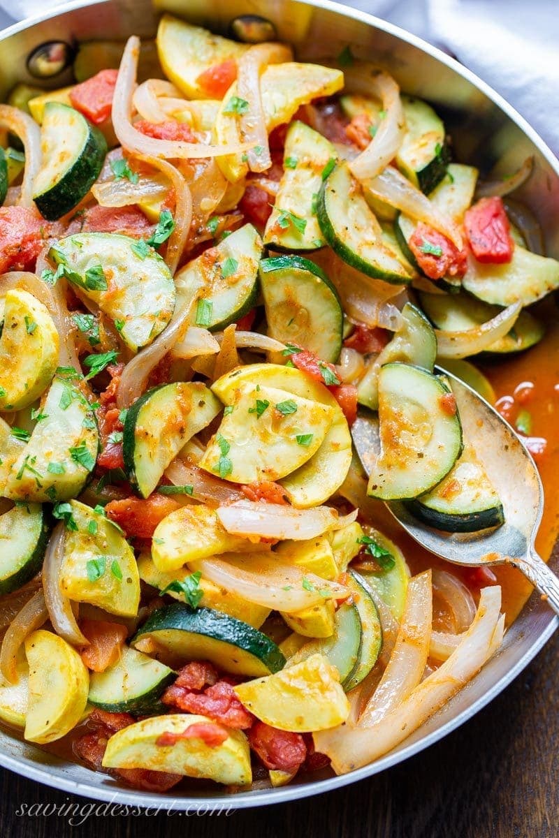 Summer squash and onions with tomatoes