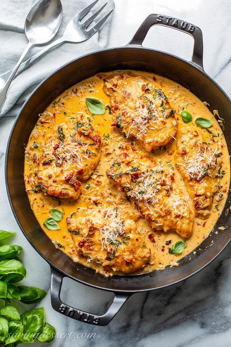 Chicken With Sun Dried Tomato Cream Sauce Saving Room For Dessert Season with salt and pepper. chicken with sun dried tomato cream