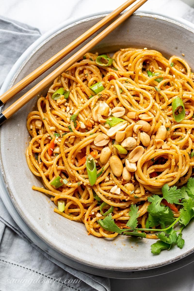 Spicy Peanut Noodles with Sesame Saving Room for Dessert