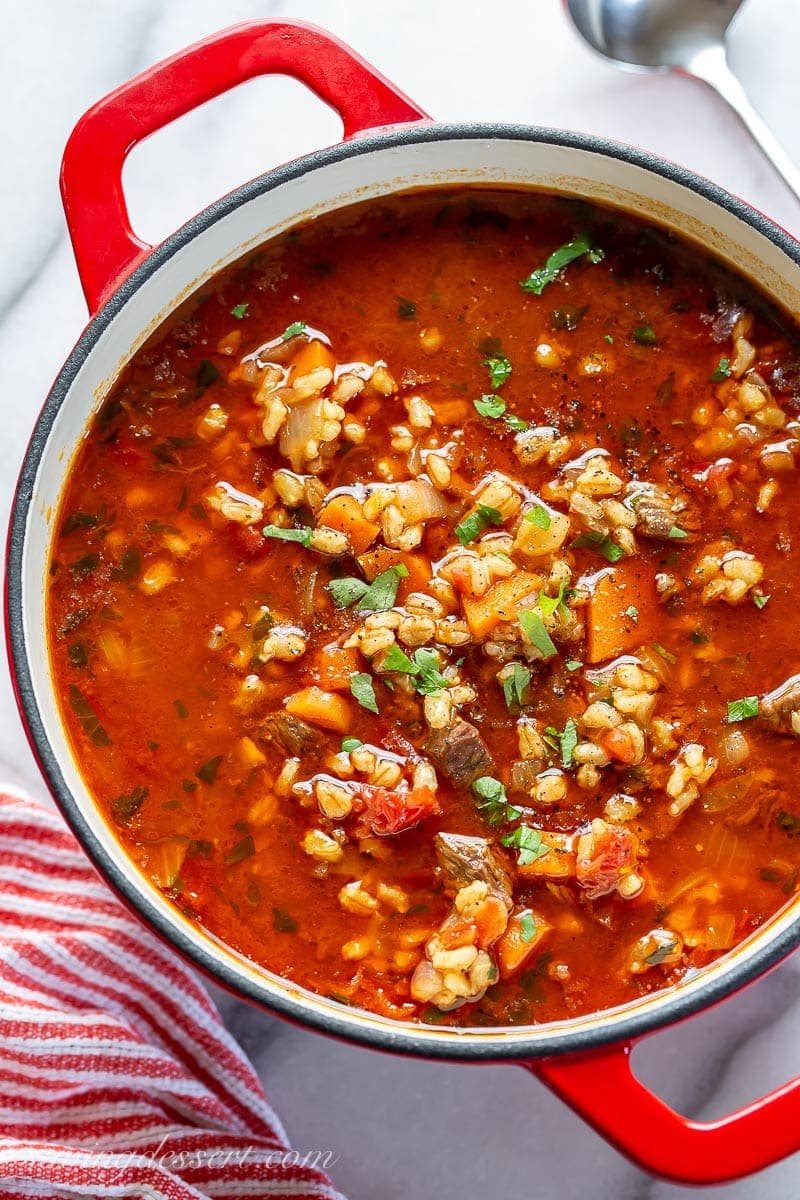 Beef Barley Soup Saving Room for Dessert Recipes