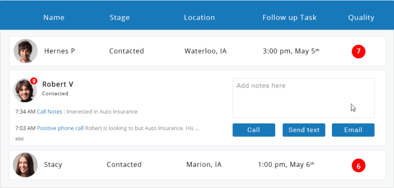 smart views - LeadSquared insurance agency CRM with click-to-call dialer