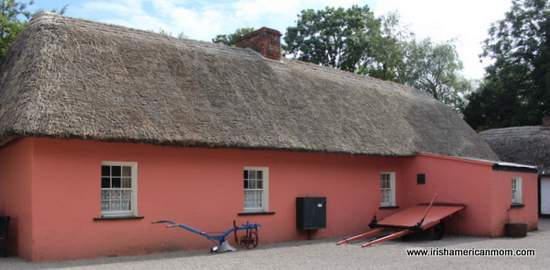 Pink thatched cottage at Bunratty Folk Park