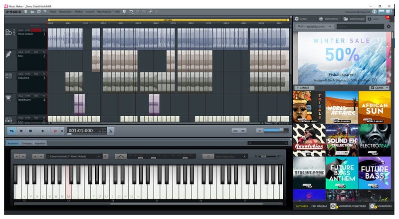 Pantalla principal de Magix Music Maker pantalla principal de Magix Music Maker