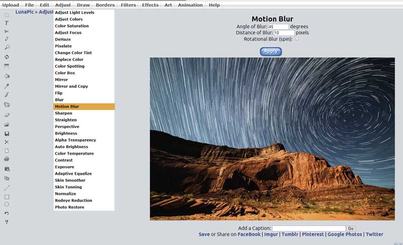 Optisch beweging toevoegen aan een afbeelding met 'Motion Blur'.