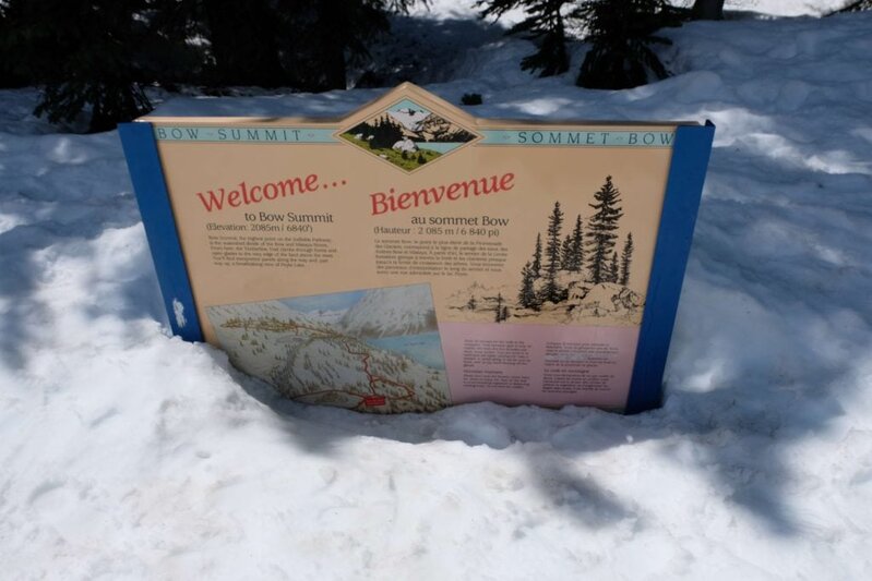 Canadian rockies road trip along the way from Banff to Jasper. Stopping in Bow Summit Sign post