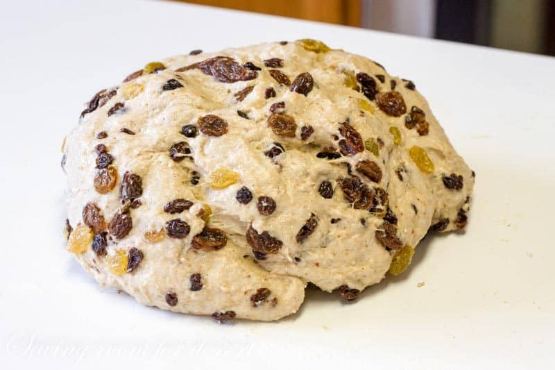 Barm Brack - Irish Halloween Bread - A traditional Irish recipe served around Halloween. Barm Brack is a little sweeter than sandwich bread, but not as rich as cake. The Irish bake items into the bread as a game of fortune-telling. Sometimes there is a ring indicating an impending marriage or a coin foretelling good luck or riches. www.savingdessert.com