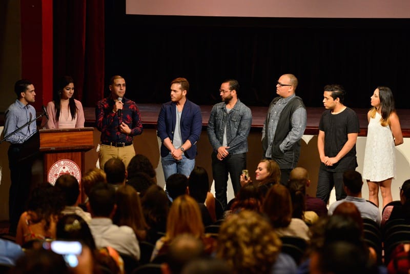 El equipo de producción de Seropositivo durante la presentación del filme durante la Muestra de Cortometrajes en mayo de 2015. Foto: Néstor Méndez