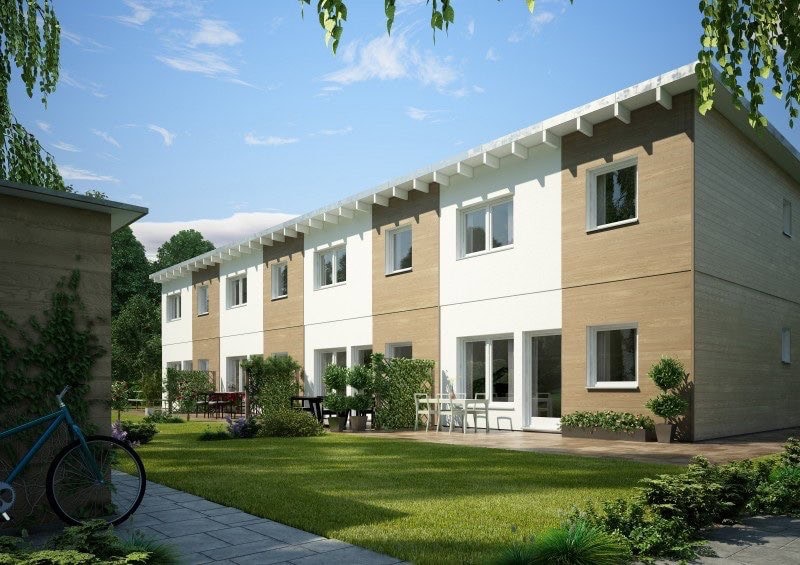 BoKlok Reihenhaus Gartenansicht