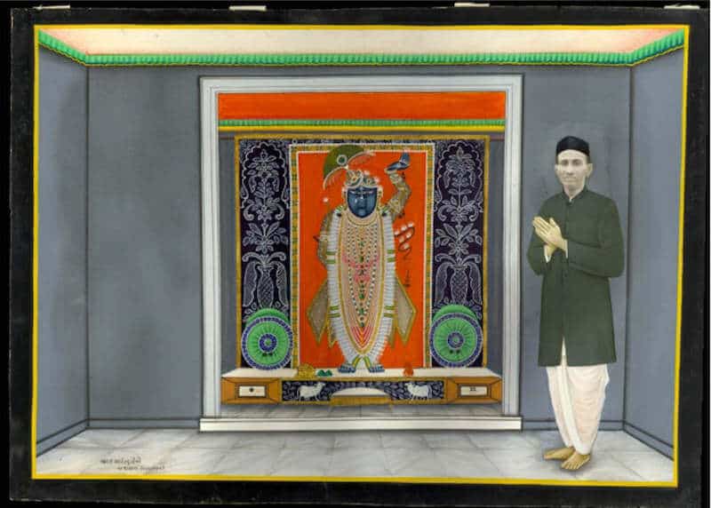 Bharat Art Studio, Portrait of Devotee Worshipping Sri Nathji. Nathdwara, Rajasthan, India, c. 1910.
