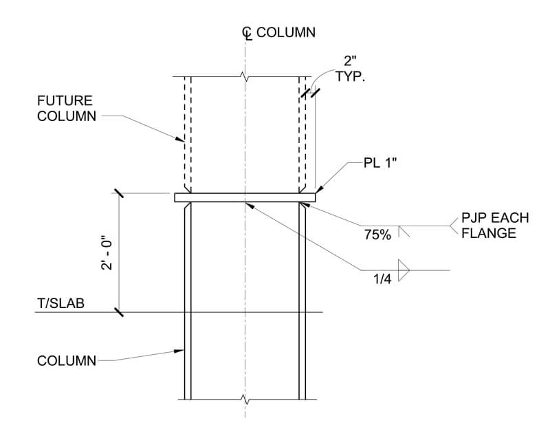 THE COLUMN PLAN FOR PORCH WITH A ROOFTOP DECK