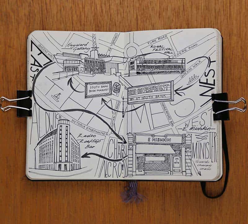 Moleskine European City Map Drawings illustration Jitesh Patel