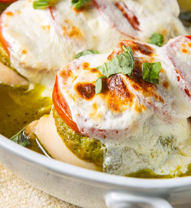 Caprese Chicken (Pesto Chicken with Tomato and Mozzarella) Basil And