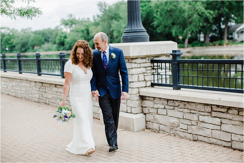bride and groom walking together, wedding, covid-19 wedding, social distancing wedding, Bleuroot restaurant