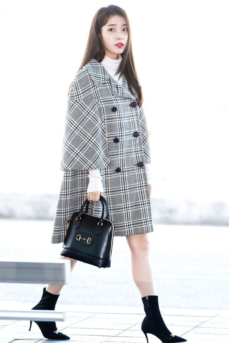 ic: Still of IU's outfit at Incheon International Airport on February 18th 2020