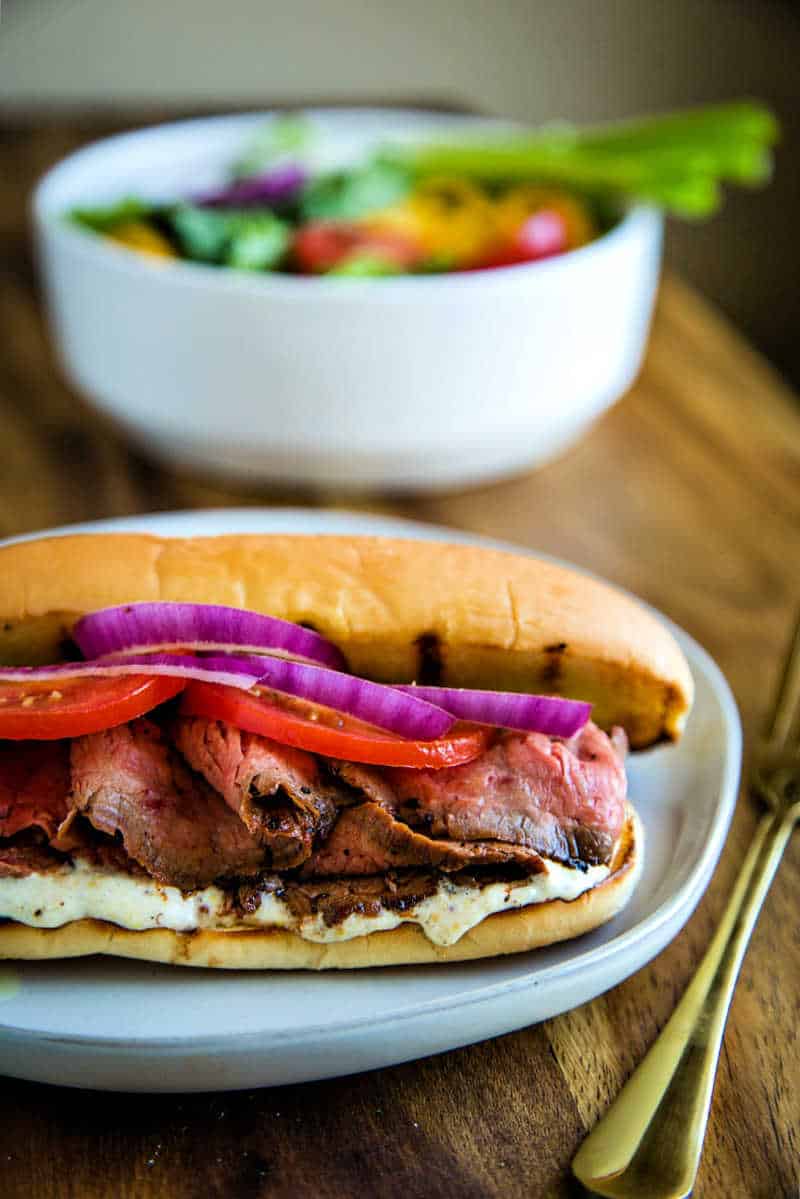 a steak sandwich with