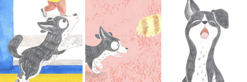 El tren blau, Crüilla, Mar Villar, diseño de personajes, álbum infantil ilustrado, diseño de perro, diseño de personaje de perro, ilustración de personajes,
