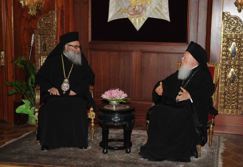 His All-Holiness Ecumenical Patriarch Bartholomew (right) with His Beatitude Patriarch John X of Antioch, meeting at the Phanar.