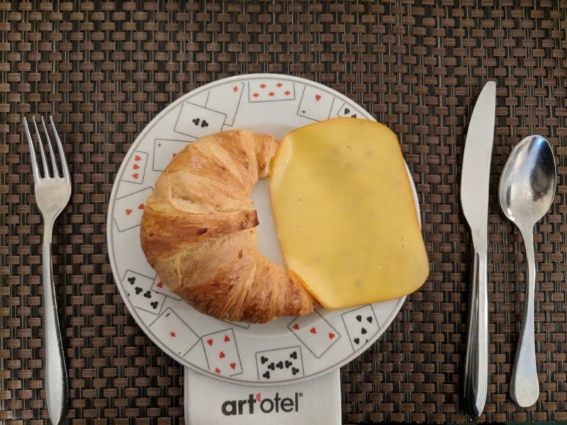 Art'Otel Budapest breakfast cheese and bread