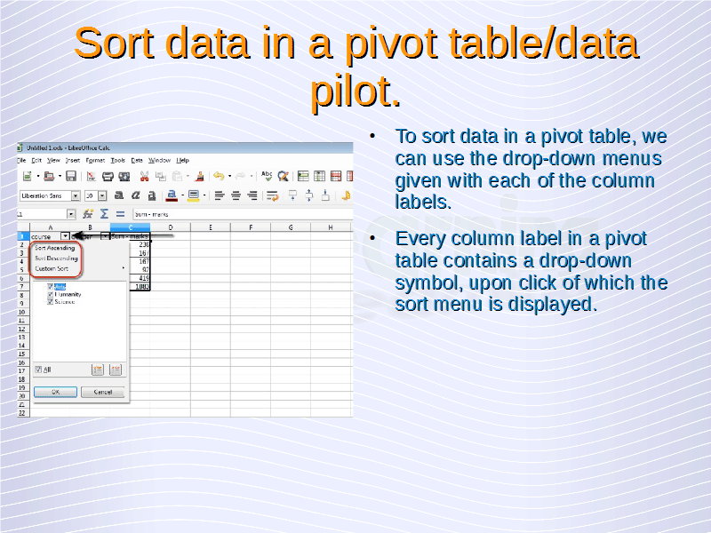 Advanced Spreadsheets Filter and Sort Data