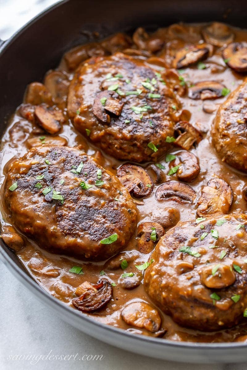 Salisbury Steak Recipe with Mushroom Gravy - Saving Room for Dessert