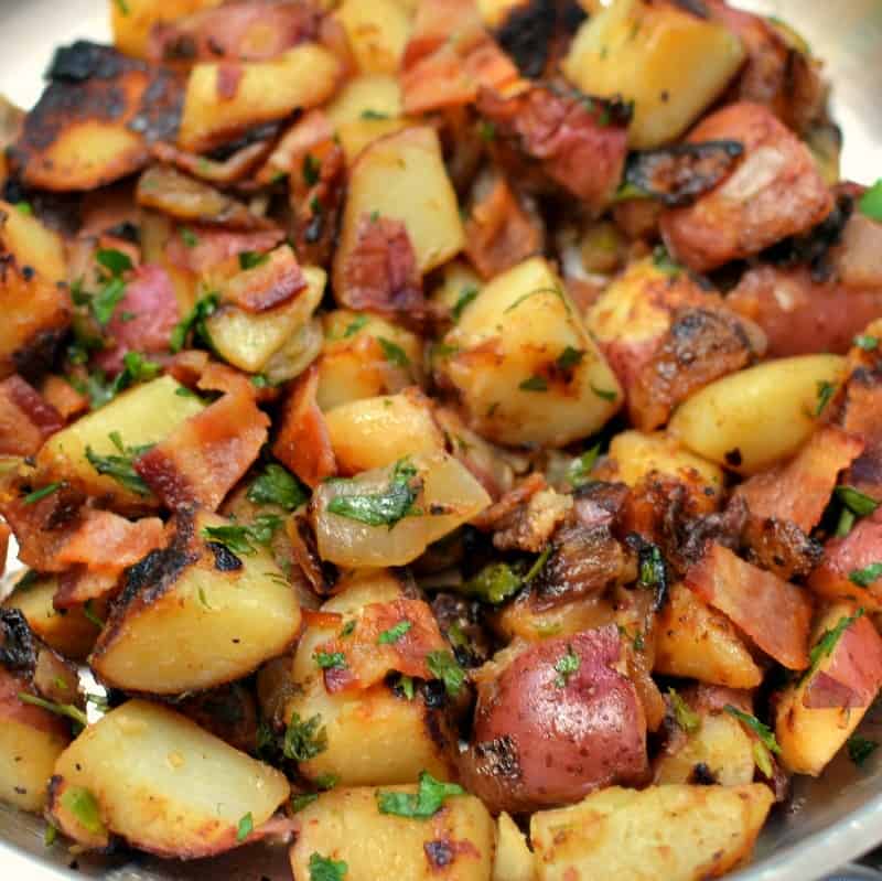 Easy Skillet German Potato Salad (vinegar based with bacon)