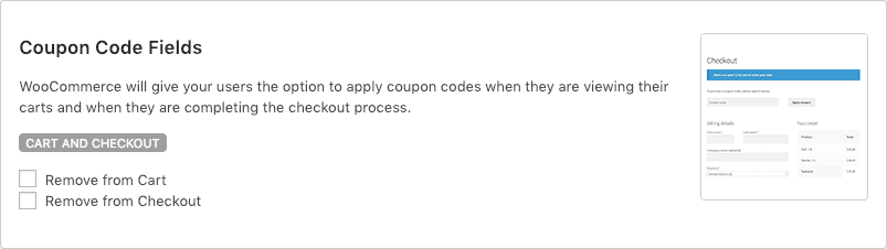 Remove WooCommerce Features - Coupon Code Fields