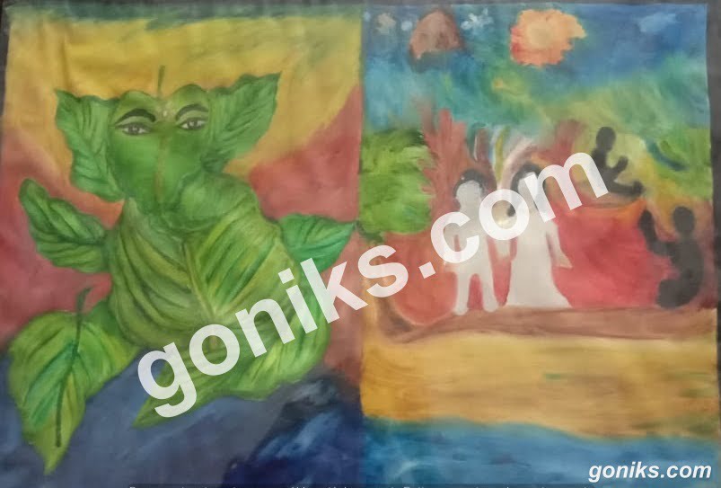 Ganpati Leaves Painting